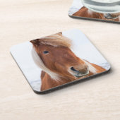 Isländisches Pferd im Winter Getränkeuntersetzer (Linke Seite)