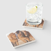 Isländisches Pferd im Winter Steinuntersetzer (Seitenansicht)