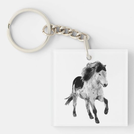 Isländisches Pferd in Bewegung Schlüsselanhänger (Vorderseite)
