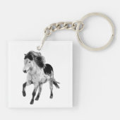 Isländisches Pferd in Bewegung Schlüsselanhänger (Rückseite)