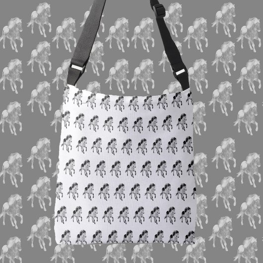 Isländisches Pferd in Bewegung Tragetaschen Mit Langen Trägern