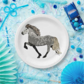 Isländisches Pferd in gepflastertem grau-Art Deco  Pappteller (Party)