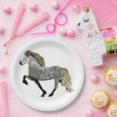Isländisches Pferd in gepflastertem grau-Art Deco  Pappteller (Party)