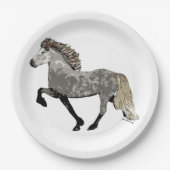 Isländisches Pferd in gepflastertem grau-Art Deco  Pappteller (Vorderseite)