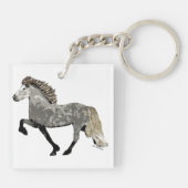 Isländisches Pferd in gepflastertem grau-Art Deco Schlüsselanhänger (Rückseite)