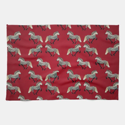 Isländisches Pferd in Rot Geschirrtuch (Horizontal)