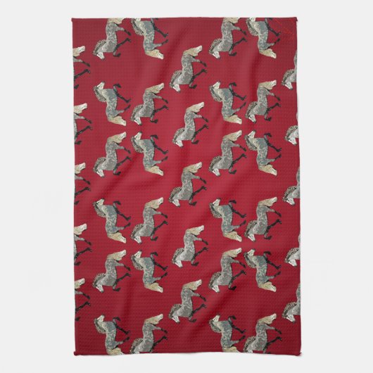 Isländisches Pferd in Rot Geschirrtuch (Vertikal)