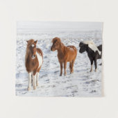 Isländisches Pferd mit typischer Wintermütze Wandteppich (Vorderseite (Horizontal))