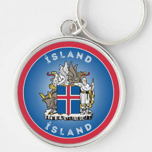 Isländisches Wappen Kreisform Schlüsselanhänger