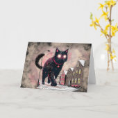 Isländisches Weihnachtsgebäck Cat Karte (Gelbe Blume)