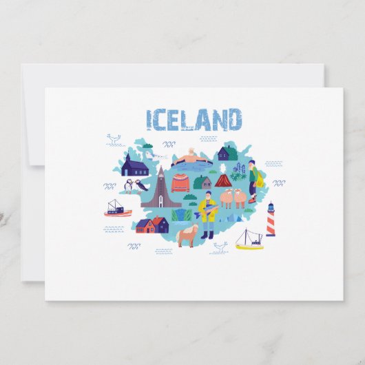 Islandkarte Einladung (Vorderseite)