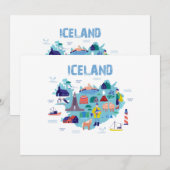 Islandkarte Einladung (Vorne/Hinten)