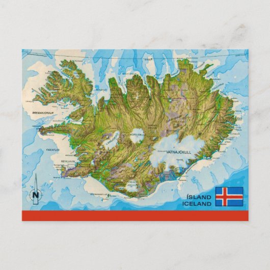 Islandkarte Postkarte (Vorderseite)