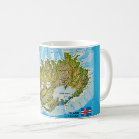 Islandkarte Postkarte Kaffeetasse (VorderseiteRechts)