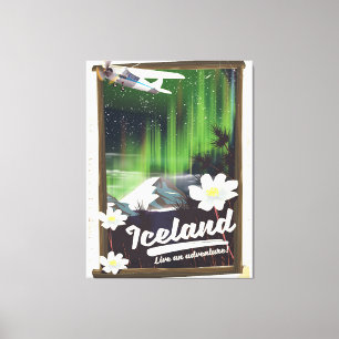Islandlandschaft im Vintage-Stil-Reiseposter Leinwanddruck