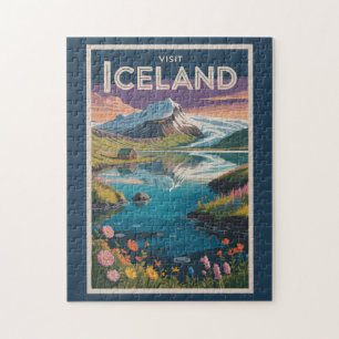 Islandmalerei-Illustration Reise Kunst Vintage Puzzle