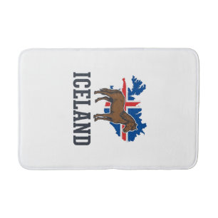 Islandpferd Vintage-Flagge Vektor-Shirt-Design_1 Badematte