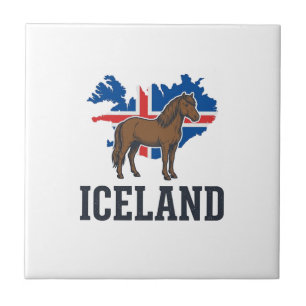 Islandpferd Vintage-Flagge Vektor-Shirt-Design_1 Fliese