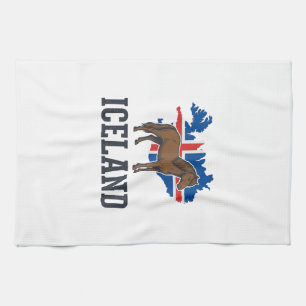 Islandpferd Vintage-Flagge Vektor-Shirt-Design_1 Geschirrtuch