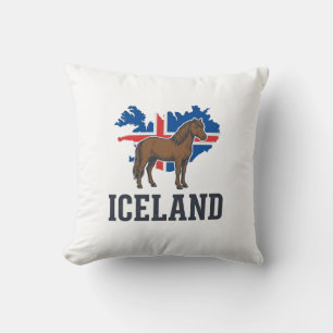 Islandpferd Vintage-Flagge Vektor-Shirt-Design_1 Kissen