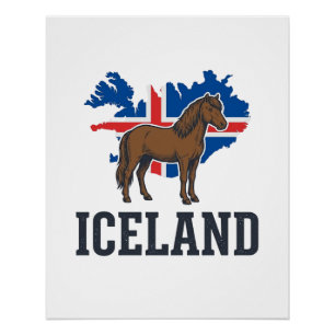 Islandpferd Vintage-Flagge Vektor-Shirt-Design_1 Poster