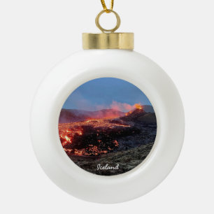 Islands Vulkan - Keramik - Weihnachtsschmuck Keramik Kugel-Ornament