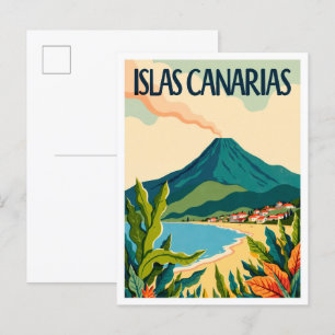 Islas Canarias Spanien Vintag Illustration Travel Postkarte