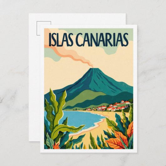 Islas Canarias Spanien Vintag Illustration Travel Postkarte (Vorne/Hinten)