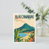 Islas Canarias Spanien Vintag Illustration Travel Postkarte (Stehend Vorderseite)