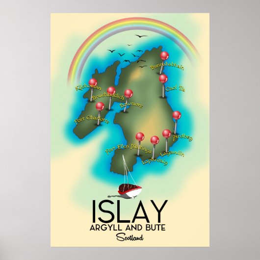 Islay, Inner Hebrides , Landkarte Kunst Poster (Vorne)