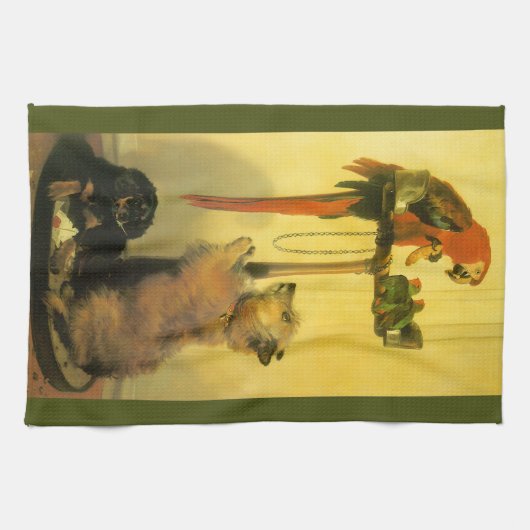 Islay, Tilco, a Macaw and Love Birds by Landseer Geschirrtuch (Horizontal)