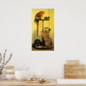 Islay, Tilco, a Macaw and Love Birds by Landseer Poster (Küche)