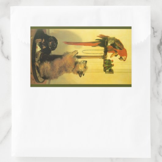 Islay, Tilco, a Macaw and Love Birds by Landseer Rechteckiger Aufkleber (Tasche)