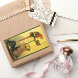 Islay, Tilco, a Macaw and Love Birds by Landseer Rechteckiger Aufkleber