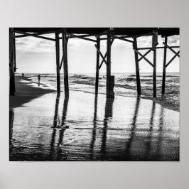 Isle Beach Pier mit schwarzem und weißem Foto Poster