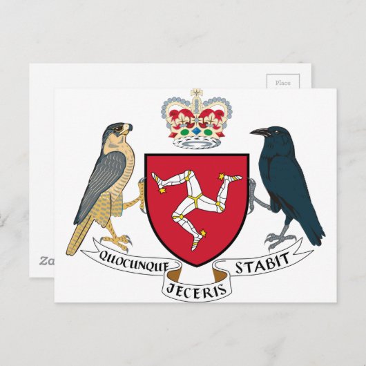Isle of Man Coat of Arms - Manx Emblem Postkarte (Vorne/Hinten)