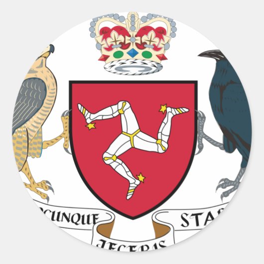 Isle of Man Coat of Arms - Manx Emblem Runder Aufkleber (Vorderseite)