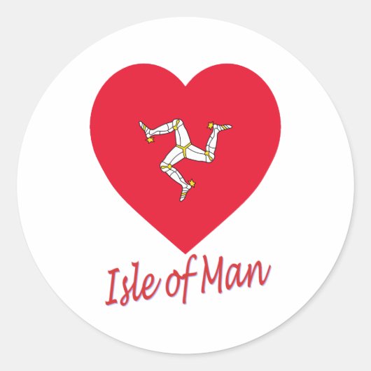 Isle of Man Flag Herz Runder Aufkleber (Vorderseite)