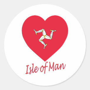 Isle of Man-Flaggen-Herz Runder Aufkleber
