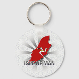 Isle of Man-Flaggen-Karte 2,0 Schlüsselanhänger