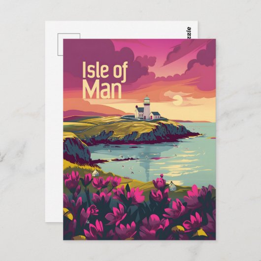 Isle of Man Vintag art Postkarte (Vorne/Hinten)