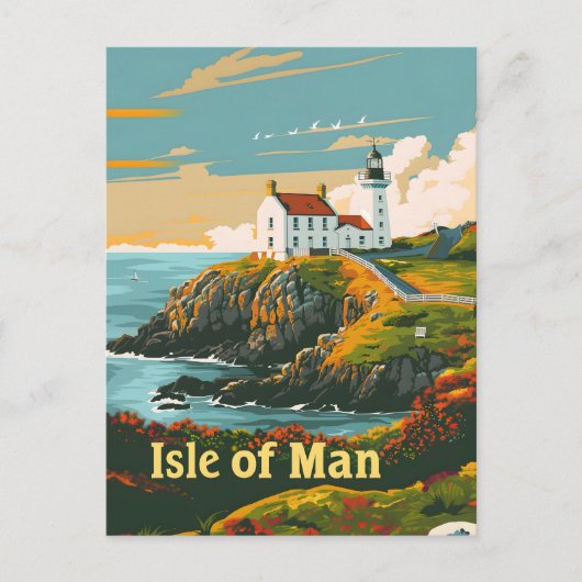 Isle of Man Vintag art Postkarte (Vorderseite)