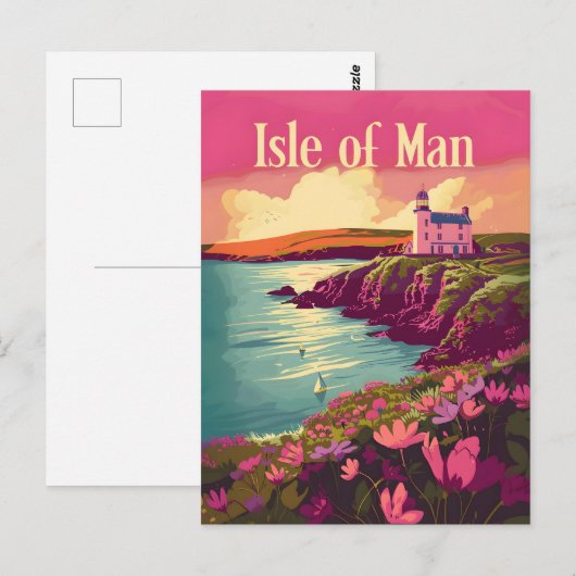 Isle of Man Vintag art Postkarte (Vorne/Hinten)