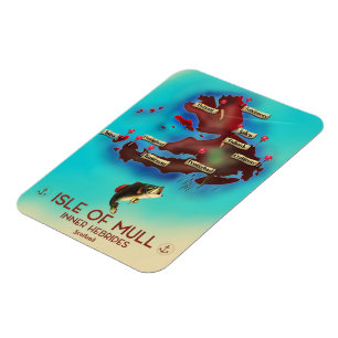 Isle of Mull Inner Hebrides Scotland Vintag Map. Magnet