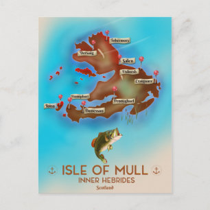 Isle of Mull Inner Hebrides Scotland Vintag Map. Postkarte