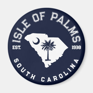 Isle of Palms South Carolina Flagge Karte Navy Magnet