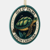 Isle of Palms South Carolina Turtle Abzeichen Keramik Ornament (Rechts)