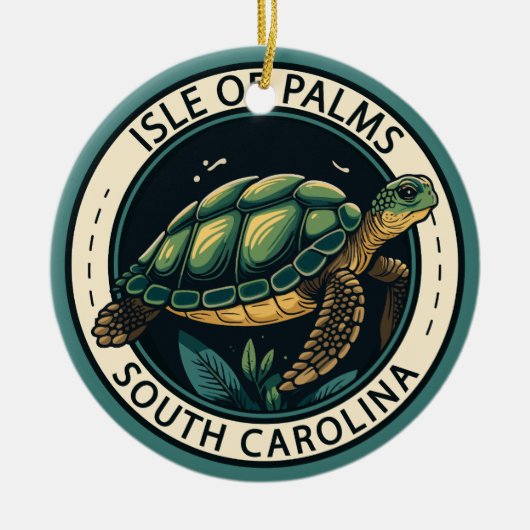 Isle of Palms South Carolina Turtle Abzeichen Keramik Ornament (Vorne)