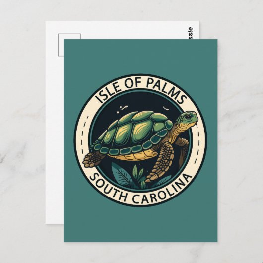 Isle of Palms South Carolina Turtle Abzeichen Postkarte (Vorne/Hinten)