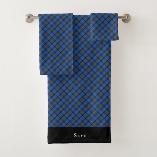 Isle of Skye Blue Tartan Kariertes Muster Badhandtuch Set (Insitu)